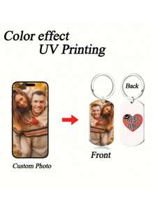 1pc Customized Key Chain With Photo/Text/Dog Tag, Stainless Steel Key Chain, Suitable For Family, Men, Women, Boyfriend, Girlfriend Gift, Father's Day, Mother's Day Gift
