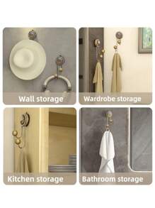 1/2pcs Suction Cup Hook, Wall Installation Without Punching, Metal Material, Strong Load-Bearing, Invisible Design, Easy To Install, Modern Style, Suitable For Bathroom, Home Decoration, Practical Hook Home Bathroom Decor Bathroom Organizer Summer