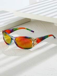 1 Stück unisex Schild Schmetterling modisch zweifarbige Y2K bunte Retro Straßenmode Modebrillen für Urlaub, Sommer Strand, Outdoor, Reisen - Verschiedenfarbig - Übersicht 16