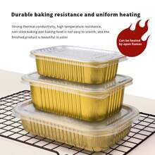 10/20pcs Assorted Sizes Gold Rectangular Aluminum Foil Take-Out Boxes, Aluminum Foil Baking Trays, Food Containers, Suitable For Baking, Heating, Storage, Preparing Food For Outdoor