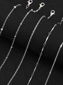 5 件/套简约可堆叠串珠脚链，优雅女士足部珠宝，适合夏季海滩派对，极简个性化扁平蛇链编织链 5 件套脚链套装（单个随机）