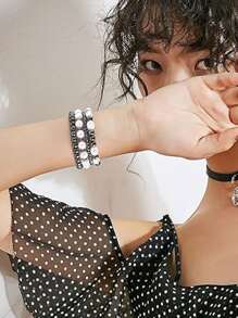 Beaded Bracelet Compatible With Apple Watch Band 41mm 40mm 38mm 42mm 44mm 45mm 49mm Women, Golden Beads , Cute Handmade Elastic Stretch Strap For Series SE 9 8 7 6 5 4 3 2 1,Couple Gifts,Gold Bracelet Set