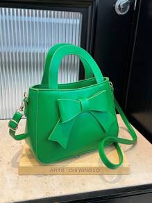 1PC Bow Solid Color Handbag, Shoulder Bag, Messenger Large Capacity Square Zipper Design, Meet Basic Storage Needs, Adjustable Strap, Strong Practicality, Versatile Style, A Variety Of Colors To Choose From, Match Any Shape At Will, Show Personalized, Suitable For Daily Outings, Shopping And Taking Photos, Picnics, Gifts Friends - Bow Shoulder Bag - View 9