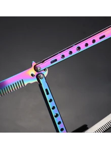 Butterfly Comb For Beginners, Stainless Steel Foldable Wide-Tooth Butterfly Shaker Comb, Portable Butterfly Comb For Men - Multicolor - View 10