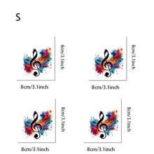 1/2/4 piezas de pegatinas transferibles de notas musicales vibrantes - Termoadhesivas DIY, calcomanías lavables para camisetas, sudaderas, almohadas, vaqueros y bolsas - Diseño abstracto colorido, salpicadura de acuarela, accesorios decorativos | Patrón musical | Transferencia lavable