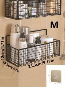 1/2 chiếc kệ đựng đồ bằng sắt rèn cho phòng tắm, kệ đựng mỹ phẩm phòng tắm, kệ treo tường không cần khoan, kệ đựng đồ nhà bếp phòng tắm. - màu đen - Xem 9