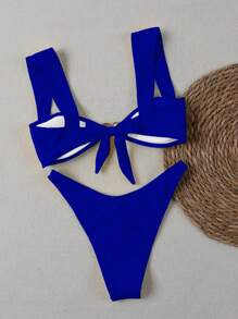 Bộ bikini gợi cảm mùa xuân/hè mới dành cho nữ, với dây đeo rộng và họa tiết sao biển, thích hợp cho ngày Valentine, đi biển, kỳ nghỉ, tiệc tùng, hẹn hò. - Xanh đậm - Xem 3