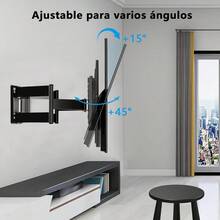 Soporte TV de Doble Brazo para TV de 32-70 Pulgadas,Soporte de TV Telescópico de Seis Brazos Carga Máxima 50KG, Inclinable y Giratorio, Distancia Máxima de Agujero 600x400mm - Negro - Ver 3