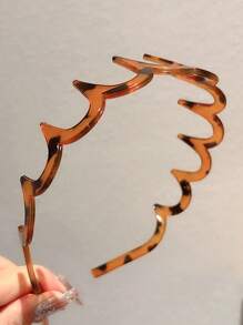 4件女款鋸齒黑色塑膠鯊魚齒髮梳髮箍 時尚豹紋髮箍 日常女用髮飾 - 彩色 - 查看 7