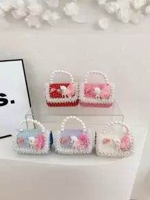 1 件公主风格链条包婴儿珍珠配饰手提包儿童可爱独角兽女孩单肩包，可爱零钱包，肩带休闲舒适，顺滑长款，百搭不挑剔，送给女孩的完美礼物，适合日常玩耍和旅行 - 珍珠手提包 - 查看 2