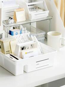 1PC Plastic Storage Basket With Handle, Portable Pencil Box And Pencil Box, Multifunctional Desk Portable Storage Box, Must-Have For Thanksgiving Back To School, Exquisite Gift