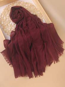 1条高品质纯色柔软透气粘胶纤维头巾，适合日常搭配长袍或连衣裙佩戴