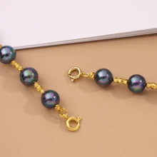 1pc Black Pearl Extended Chain Gold Necklace Extended Artifact Pearl Chain Extended Chain Double Buckle Spring Buckle DIY