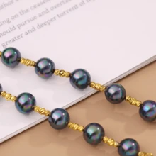 1pc Black Pearl Extended Chain Gold Necklace Extended Artifact Pearl Chain Extended Chain Double Buckle Spring Buckle DIY