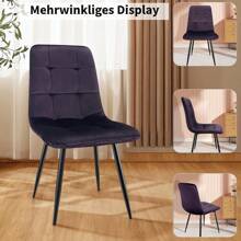 2025-NEW JIJIAN Set Of 4 Dining Chairs, Upholstered Chairs Made Of Velvet Fabric And Black Metal Legs, Kitchen Chairs 120 Kg Load Capacity, Deep Purple - 影像顏色 - 查看 5