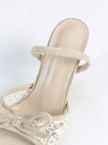 女士方头绒面高跟凉鞋，杏色，时尚百搭，性感适合搭配连衣裙，让双腿看起来又细又长 - 杏色 - 查看 7