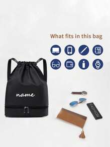 1 pièce Sac de danse pour enfants personnalisable avec nom, texte, simple, mode. Compartiment à chaussures indépendant. Sac de danse, de pratique de ballet, de sport, de yoga. Léger sac à dos cadeau. Couleur unie de haute qualité assorti, convenant à l'utilisation quotidienne des filles en classe de danse. Sac à dos doux et mignon - Sac à dos de danse - Voir 16