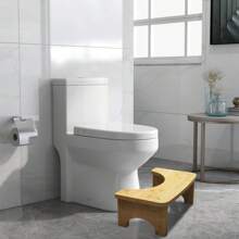 蹲便器凳，坚固的竹制浴室蹲便器凳，成人便携式马桶便盆凳，带圆角的马桶凳，家居浴室装饰，秋季装饰，浴室配件，浴室收纳