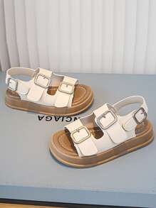 1 双儿童夏季时尚凉鞋，采用简约设计，穿脱方便的钩环扣设计，适合户外运动、沙滩游玩、休闲旅行 - 白色 - 查看 3