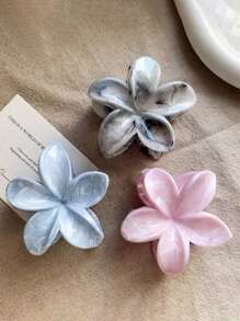 3pcs/1pc Women 3.03in/7.7cm Pink, Blue, Black & White Mixed Color Lightweight Plastic Hair Clips, Fashion Versatile High-End Elegant Minimalistic Plain Color Hair Claws Suitable For Daily Outing, Casual, Party, Commuting, Vacation, Ponytail, Bun Hair Styling, Washing Face, Makeup