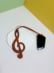 1pc Solid Color PU Leather Music Note Shaped Backpack, Shoulder Bag, Tote Bag, Versatile Fashion Stylish Design, Suitable For Couples, Students, Work, Daily Life, Travel, Girlfriends, Moms, Kids Birthday Gift - Brown - View 2