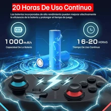 Controlador de interruptor, controlador inalámbrico Pro para Switch/Switch Lite/Switch OLED/Android/iOS/PC, Switch Remote Gamepad con joystick, vibración turbo ajustable, ergonómico antideslizante,1000 mAh Batería - Negro - Ver 3