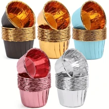 50pcs Round Cake Cupcake Paper Baking Cups, Heat-Resistant Disposable Cupcake Holders With Lids, Muffin Cups For Christmas, Halloween, Thanksgiving Party Cakes