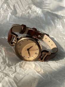 1 chiếc đồng hồ điện tử thiết kế tối giản, mặt nhỏ, dây da, máy thạch anh, thích hợp đeo hàng ngày, đi thi, có thể dùng làm quà kỷ niệm, sinh nhật hoặc tốt nghiệp cho bé gái. - Nhiều màu - Xem 10