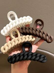 4pcs/1pc Women Simple Solid Color Plastic Hair Clips, Versatile, Elegant, Suitable For Daily, Casual, Party, Commute, Vacation, Hair-Styling, Face-Washing, Makeup, Laundry, Black/White/Khaki/Brown, Large Size Hair Claws Claw Clips Hair Jaw Clip Hair Clamps Hair Clutch Hair Catcher Clip Fall Winter Hair Accessories For Women - Multicolor - View 17