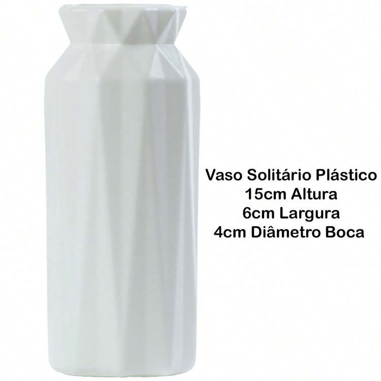 Kit 2 Colorful Plastic Solitary Vases For Flowers And Decorations - 白色 - 查看 3