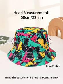 1 件女士海洋动物印花双面渔夫帽，鲨鱼、章鱼、水母图案，适合日常使用