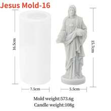 耶稣和圣母玛利亚硅胶蜡烛模具 DIY 耶稣家庭雕像石膏模具环氧树脂艺术制作套件婚礼装饰 - 彩色 - 查看 12