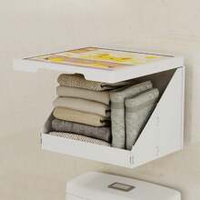 Bathroom Mural Clothes Folding Storage Box, Waterproof Hanging Storage Without Punch Hole, Wall Mounted Bathroom Rack, Toilet Mural, Space Saving, For Bathroom Storage And Home Decoration Bathroom Accessories - Multicolor - View 4