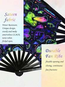 1pc Y2k Folding Fan, Uv Glow Rave Fan Festival Fan, Silk Chinese & Japanese Palm Fan For Music Party, , Dance Performance, Decoration, Gift