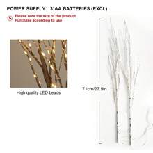 1 White Birch Branch Lamp, Tree Shaped Decorative Lamp, Fairy Lamp, Bright Willow Branch Home, Bedroom, Fireplace, Indoor And Outdoor Decoration