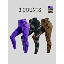 Women's Tie Dye Print Scrunch Sports Leggings, Sport High Waist Seamless Skinny Pants, Women Sport & Outdoor Clothing For Summer, Gym Clothes
