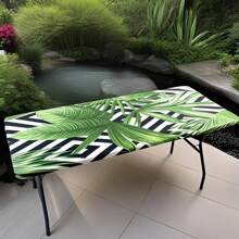 1pc Spandex Picnic Table Cloth, Elastic Fitted For 6ft Rectangle Tables, Washable Stretch Patio Table Cover For Outdoor, Camping, Banquet And Parties