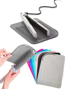 1 pieza Alfombrilla de silicona y estuche de viaje para herramientas de peinado, alfombrilla de silicona portátil resistente al calor para plancha del cabello, rizador, almohadilla aislante antideslizante y resistente al calor para herramientas de peinado, para viajes