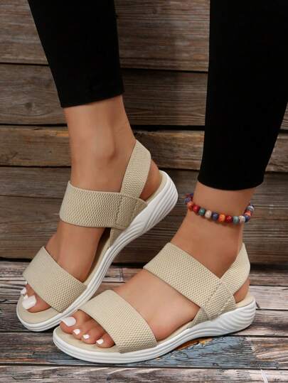 Nuevas sandalias ultraligeras y suaves para mujer, tipo hada con cuña plana de punta abierta y slip-on