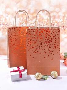 6 pièces Sacs cadeaux marron et noirs, sacs en papier kraft avec feuille d'or, sacs cadeaux en papier kraft avec anses, sacs de faveurs de fête pour mariage, anniversaire, Noël, Saint-Valentin (21x15cm). Décorations de fête pour cadeaux, remise des diplômes, anniversaire.