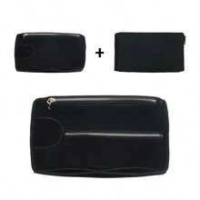 1pc Felt Inner Bag, Large Capacity Felt Organizer Pouch - Black - View 3