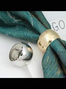 2pcs Simple High-End Metal Honeycomb Texture Napkin Rings For Festival, Gathering, Hotel Table Decoration