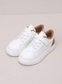 Kids' Solid Color Hook And Loop Soft Bottom Comfortable Casual Skate Shoes, Spring Autumn New Arrival - White - View 6