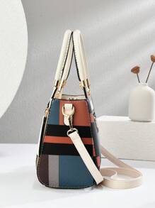 2pcs/Set High-Quality Plaid Pattern Ladies Handbags, Fashion Casual Shoulder Bag, Tote Bag, Large Capacity Work Bag, Suitable As Birthday/Mother's Day Gift, Elegant Style
