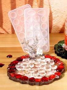 树脂宝石椭圆形水滴硅胶模具耳环发饰项链首饰模具套装工具水滴圆形方形长方形四角水钻矿石（2 件宝石套装）