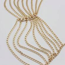 1 pieza Nueva cadena de pecho metálica y sexy, collar de cadena para el Body de mujer para disfraz de actuación de baile