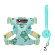 Nuevo conjunto de arnés y correa con estampado lindo de cachorro, para perros pequeños como el caniche y el bichón frisé, para caminar al aire libre