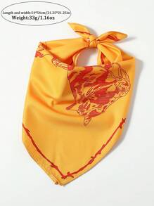 1pc Women's Western Cowgirl Print Bandana Scarf - Western Style Design, Suitable For Casual Outings Or Decor - Multicolor - View 4
