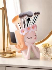 1pc Creative Little Fairy Makeup Brush Storage Tube Dressing Table Desktop Eyeshadow Eyebrow Pencil Brush Pencil Holder Storage Rack, Little Girl Light Luxury High-End Office Decorative Ornaments, Girly Heart Desktop Storage Girl Gift Ins, Best Gift, Winter, Decorations, Home, Wedding Decorations, Home Decorations, Jewelry Collection Box, Party Decoration Valentine's Day Birthday