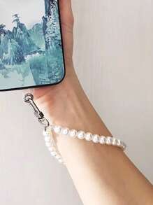 1 Stück elegante DIY Perlenkette als abnehmbarer Handyschlüsselanhänger, vielseitiges handgemachtes Armband für Handyhülle, Schlüssel, Kopfhörertasche